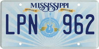 MS license plate LPN962