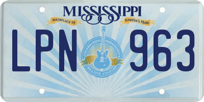 MS license plate LPN963
