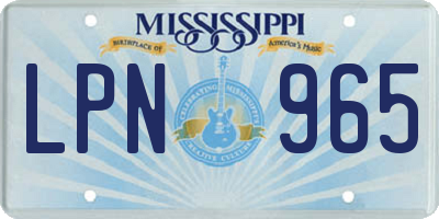 MS license plate LPN965