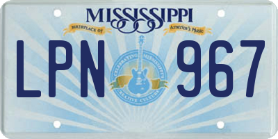 MS license plate LPN967