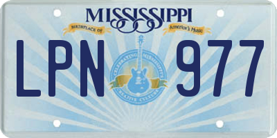 MS license plate LPN977