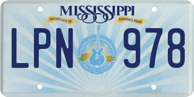 MS license plate LPN978