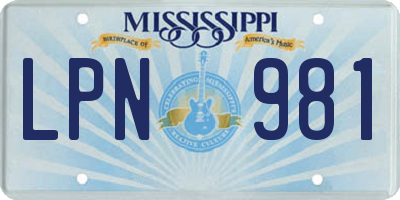 MS license plate LPN981