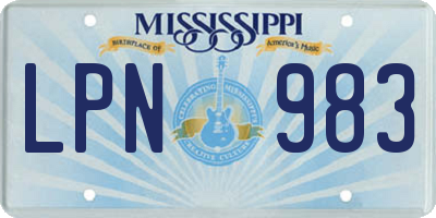 MS license plate LPN983