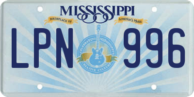 MS license plate LPN996