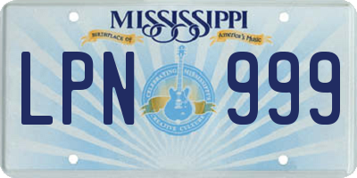 MS license plate LPN999