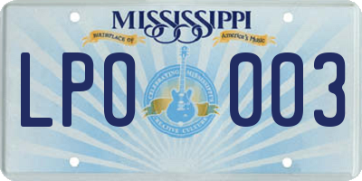 MS license plate LPO003