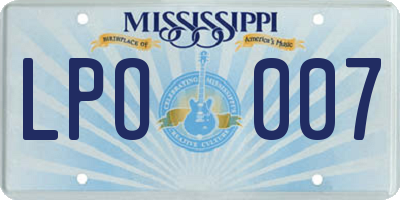 MS license plate LPO007