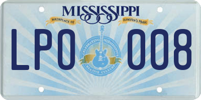 MS license plate LPO008