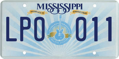 MS license plate LPO011