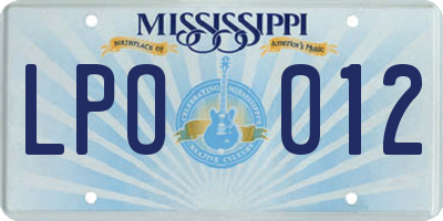 MS license plate LPO012