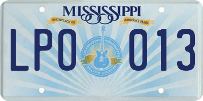 MS license plate LPO013