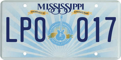 MS license plate LPO017