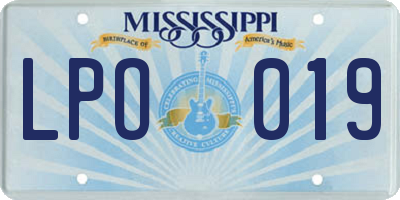 MS license plate LPO019