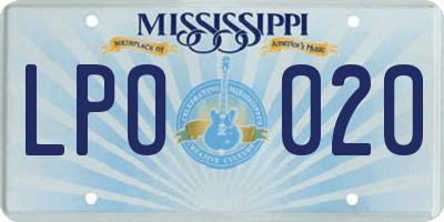 MS license plate LPO020