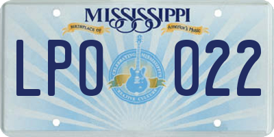 MS license plate LPO022