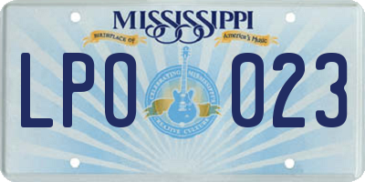 MS license plate LPO023