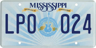 MS license plate LPO024