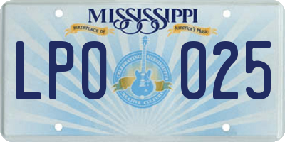 MS license plate LPO025