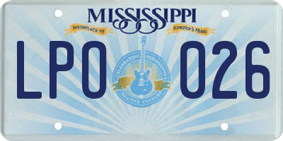 MS license plate LPO026