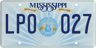 MS license plate LPO027