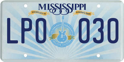 MS license plate LPO030