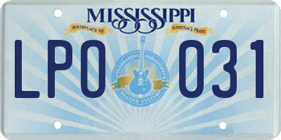 MS license plate LPO031