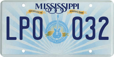 MS license plate LPO032