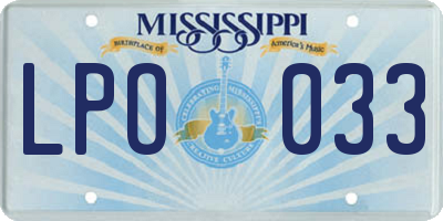 MS license plate LPO033