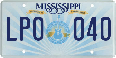 MS license plate LPO040