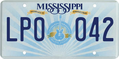 MS license plate LPO042