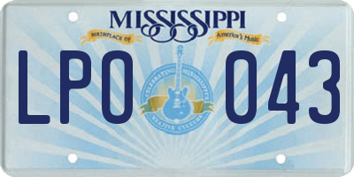 MS license plate LPO043