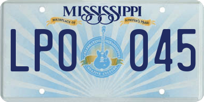 MS license plate LPO045