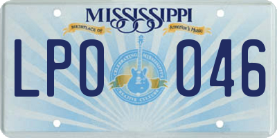 MS license plate LPO046