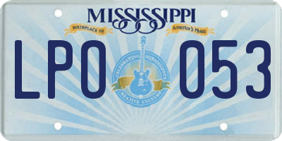 MS license plate LPO053