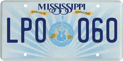 MS license plate LPO060