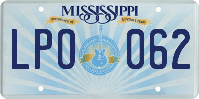 MS license plate LPO062