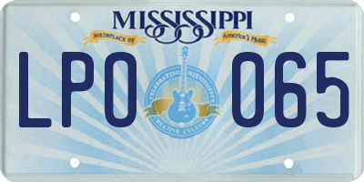 MS license plate LPO065