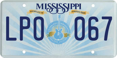MS license plate LPO067