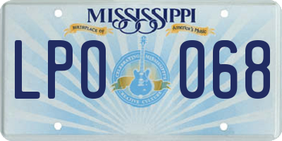 MS license plate LPO068