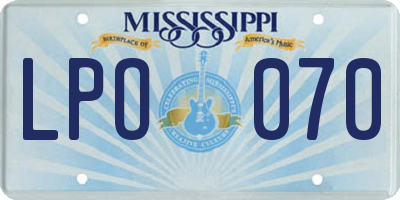 MS license plate LPO070