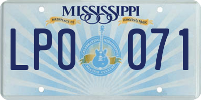 MS license plate LPO071