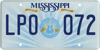 MS license plate LPO072