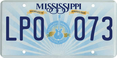MS license plate LPO073