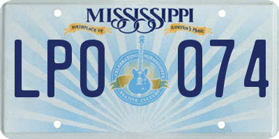 MS license plate LPO074