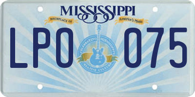MS license plate LPO075