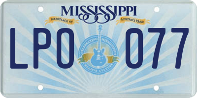 MS license plate LPO077