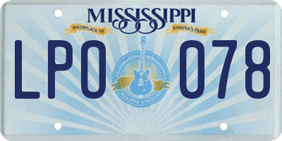 MS license plate LPO078