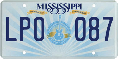 MS license plate LPO087