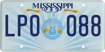 MS license plate LPO088